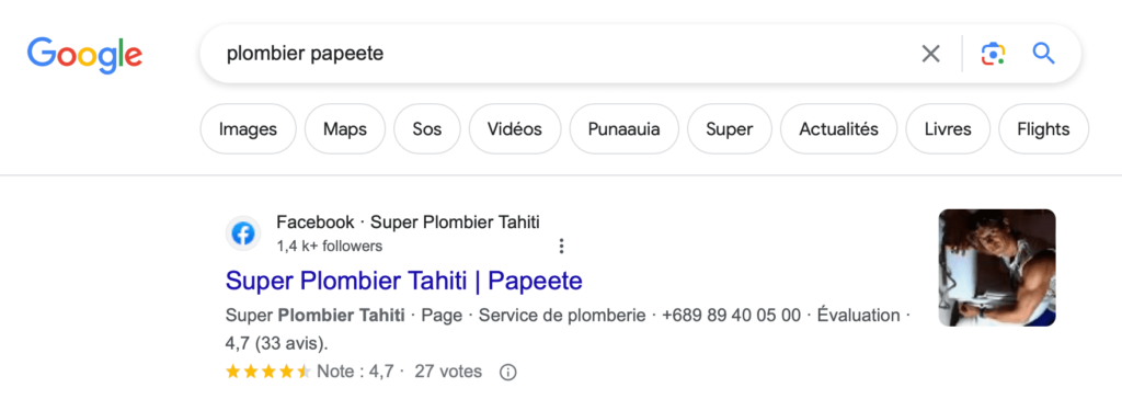 référencement page facebook sur google